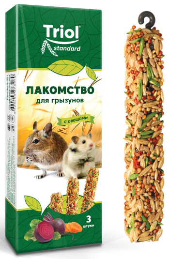 Лакомство Триол для грызунов с овощами (уп. 3 шт), 80г, Standard