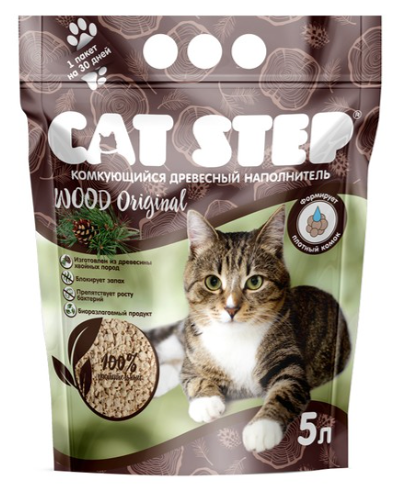 Наполнитель комкующийся растительный Wood Original 5 л