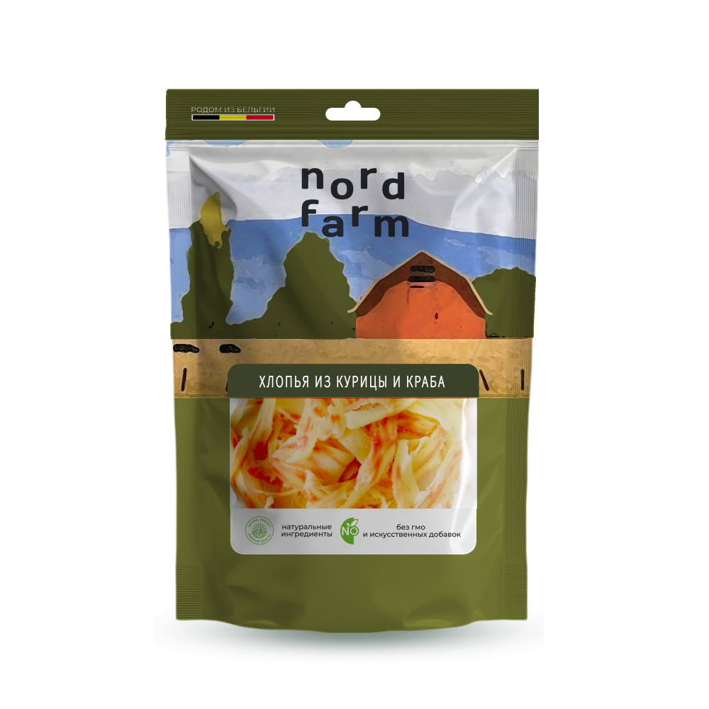 Лакомство Норд Фарм Хлопья из из курицы и краба 90 г для кошек