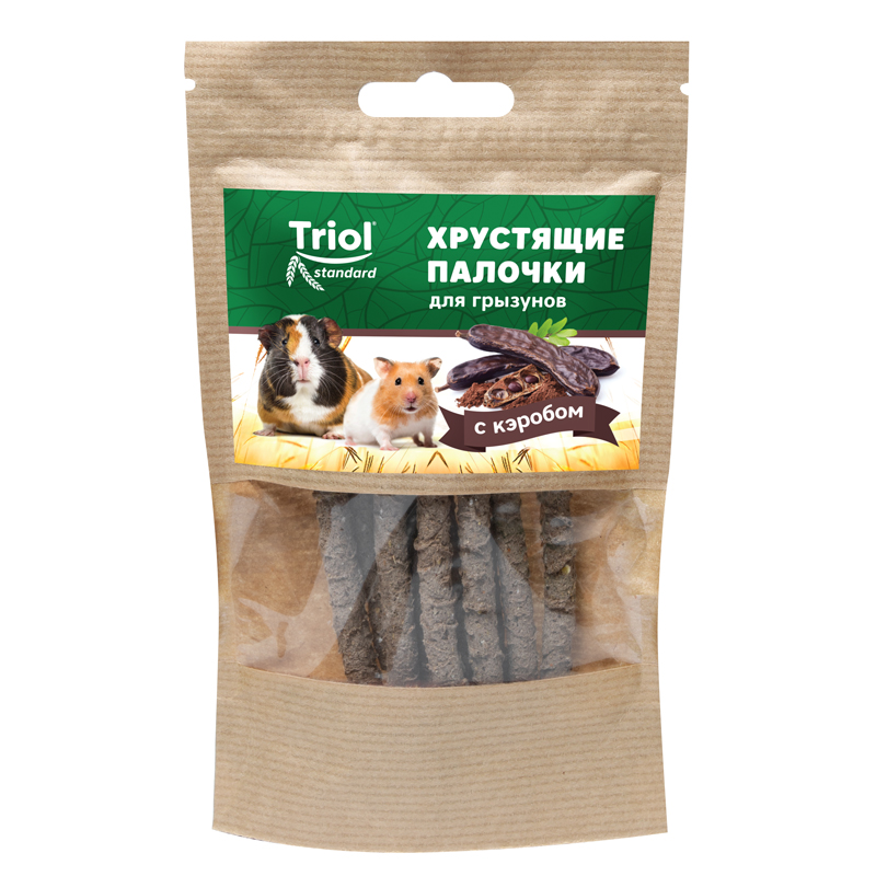 Лакомство Триол хрустящие палочки для грызунов с кэробом, 30г, Тriol Standard