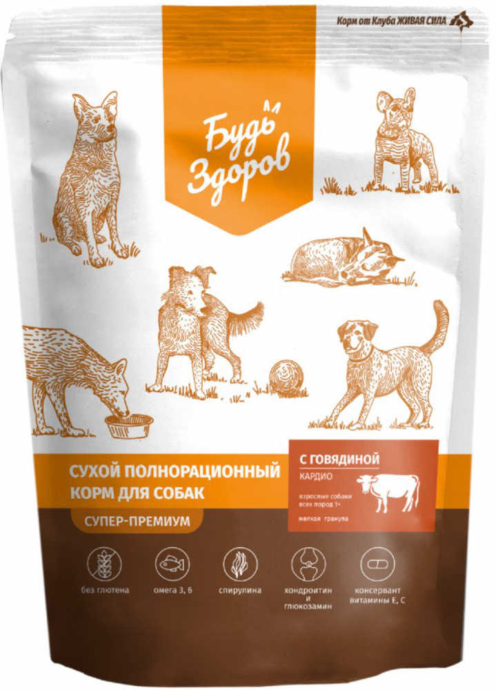 Будь Здоров (Живая сила) МИНИ Говядина для собак. Кардио. 400 г