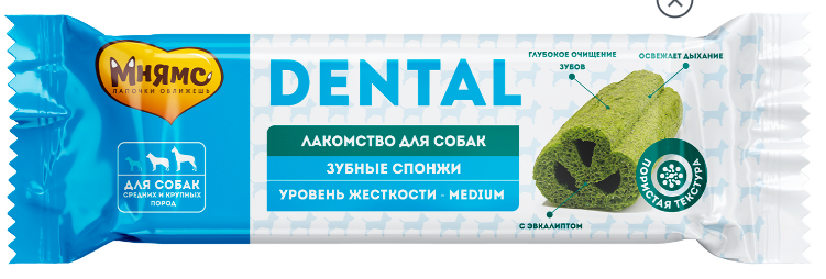 Мнямс DENTAL лакомство для собак &quot;Зубные спонжи&quot; с эвкалиптом 25г