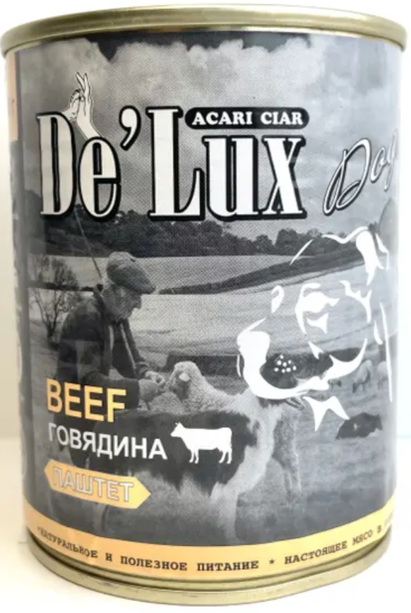 Консерва Acari ciar De Lux HUMAN GRADE  Говядина для собак: ПАШТЕТ 400 г
