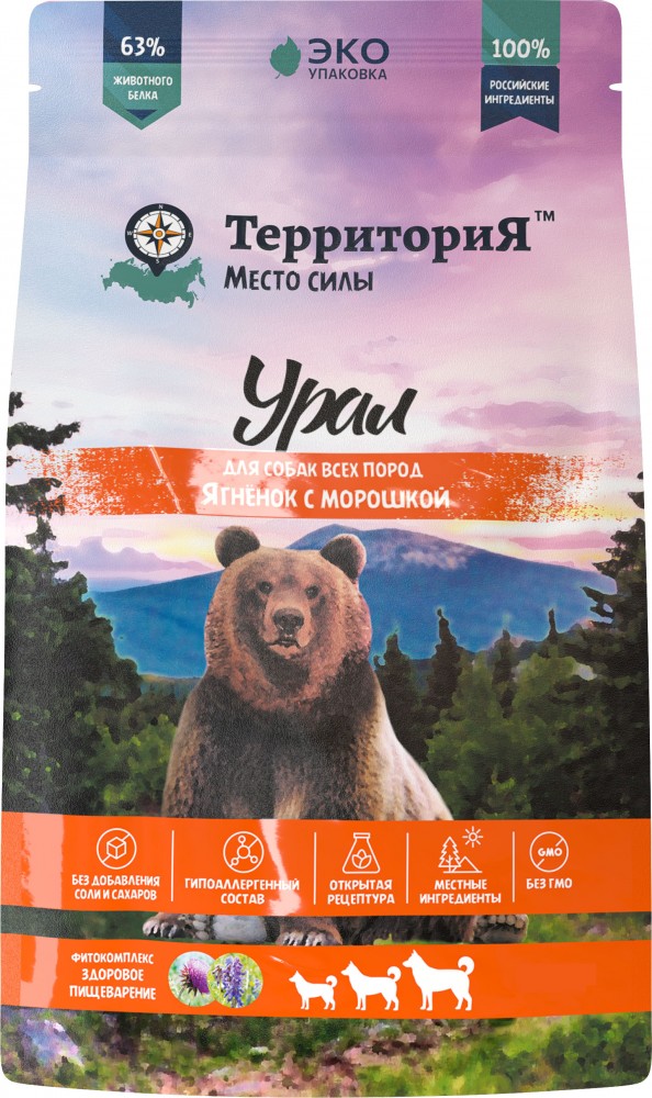 Корм Территория Урал для собак, ягнёнок с морошкой
