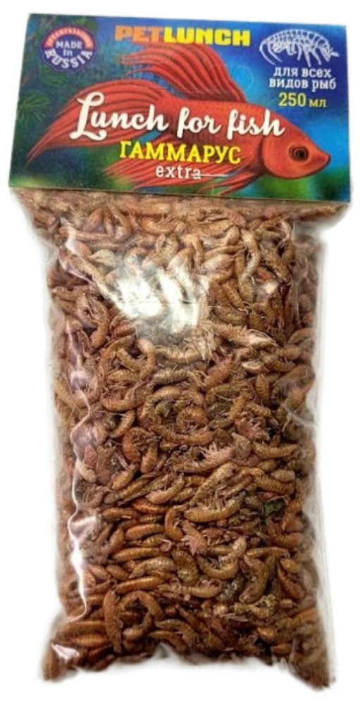Корм Petlunch Extra для рыб, гаммарус крупный для рыб 250мл 25 г