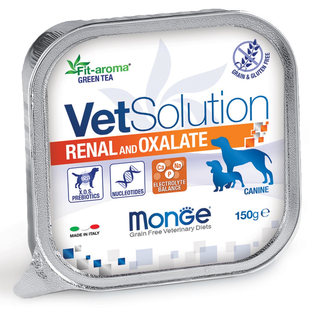 Диетический корм Monge VetSolution Dog Renal and Oxalate Ренал и Оксалат для собак при ХПН и профилактике образования уролитов оксалата кальция 150г