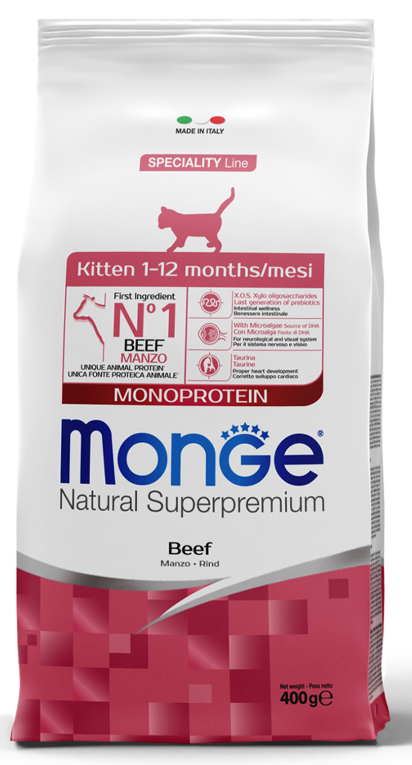 Корм сухой Monge Cat Monoprotein для котят с говядиной 400 г