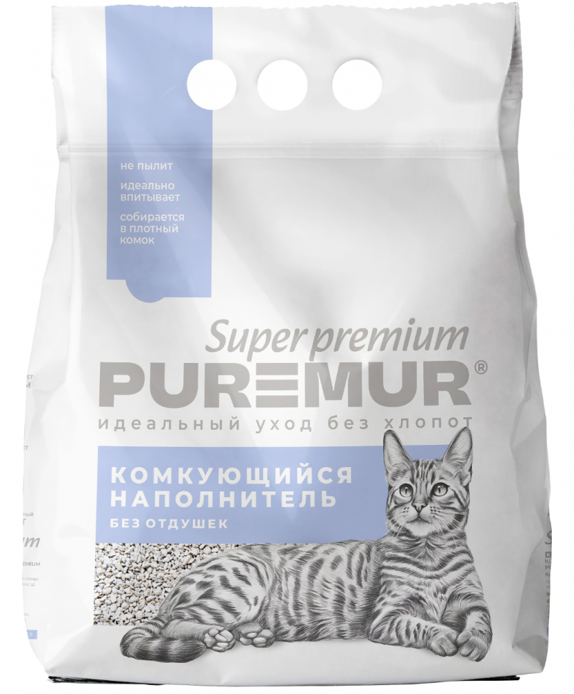 Наполнитель PureMur super premium для кошек, комкующийся, 7 л, 3 кг