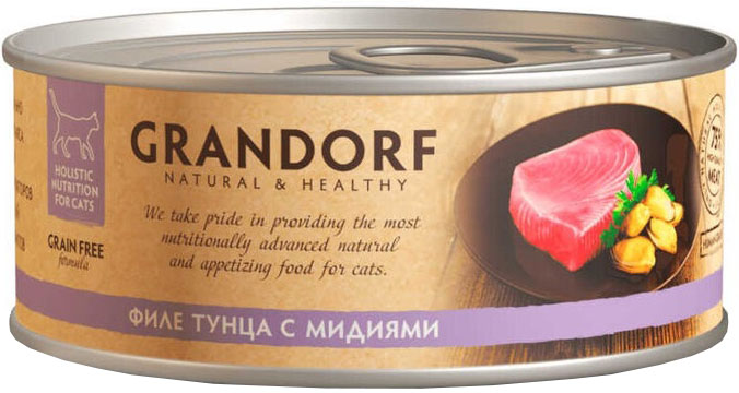 Консервы Grandorf для кошек &quot;Филе тунца с мидиями&quot; 70 г