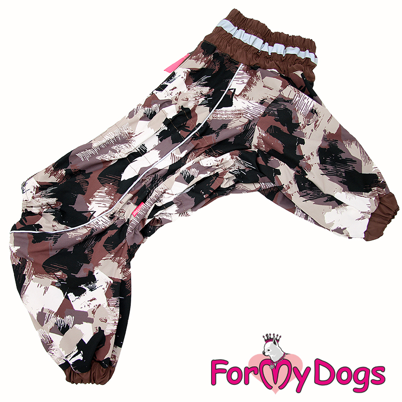 ForMyDogs Комбинезон ДОЖДЕВИК для собак Коричневый камуфляж для мальчиков  А3 40*60 см