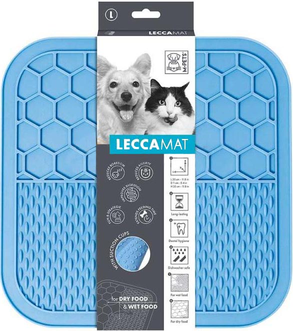 M-PETS Лизательный коврик для домашних животных, размер М, 21x21x1 см, цвет синий