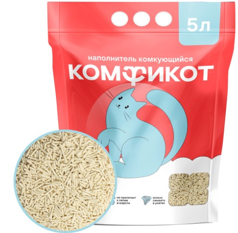 Наполнитель Комфикот Тофу Без запаха комкующийся 10 л
