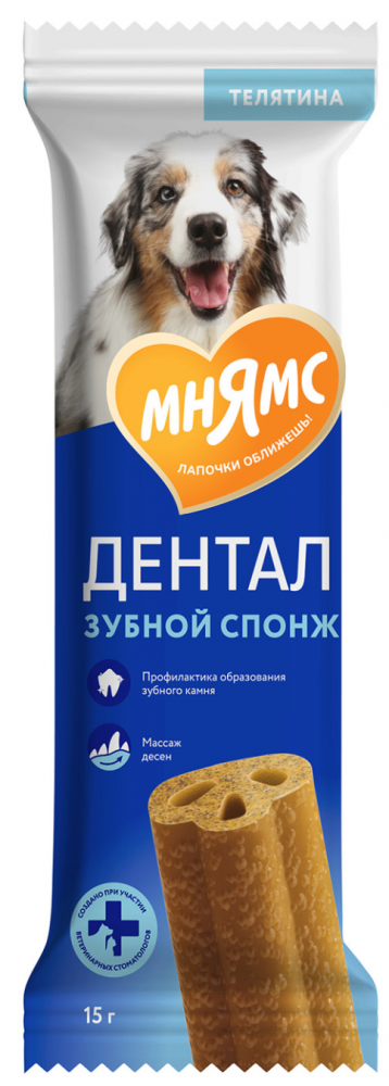 Мнямс DENTAL лакомство для собак "Зубные спонжи" 15г