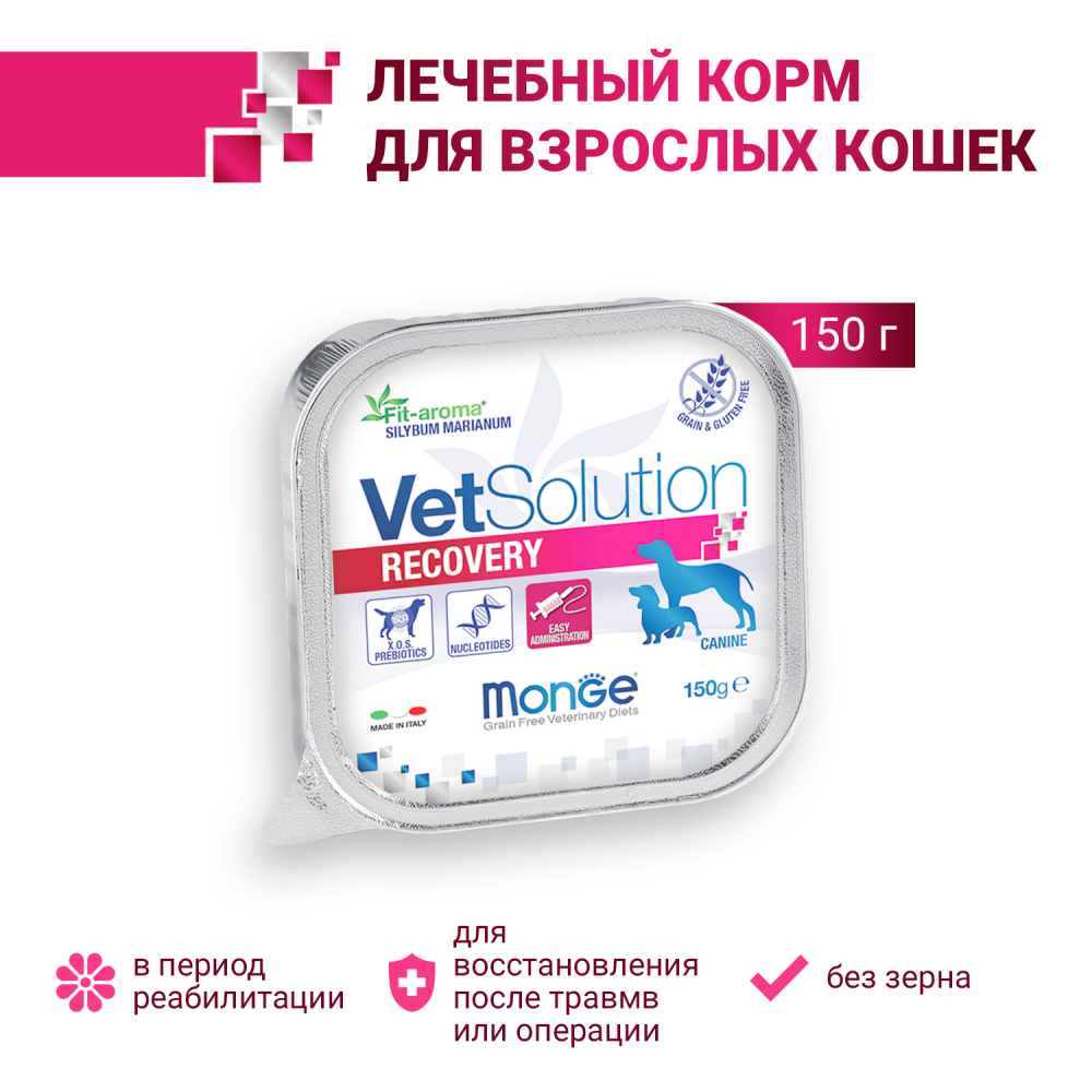 Диетический корм Monge VetSolution Dog Recovery Рекавери для собак при восстановлении питания в период выздоровления 150 г