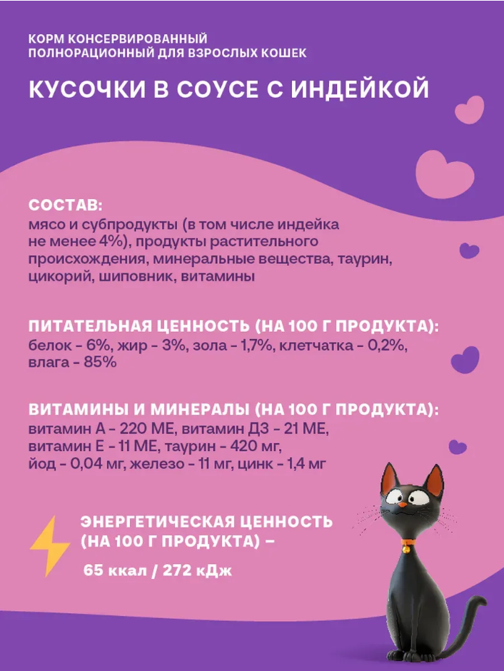 Консерва Хаппи Лаппи Индейка (пауч) для кошек 75 г: СОУС