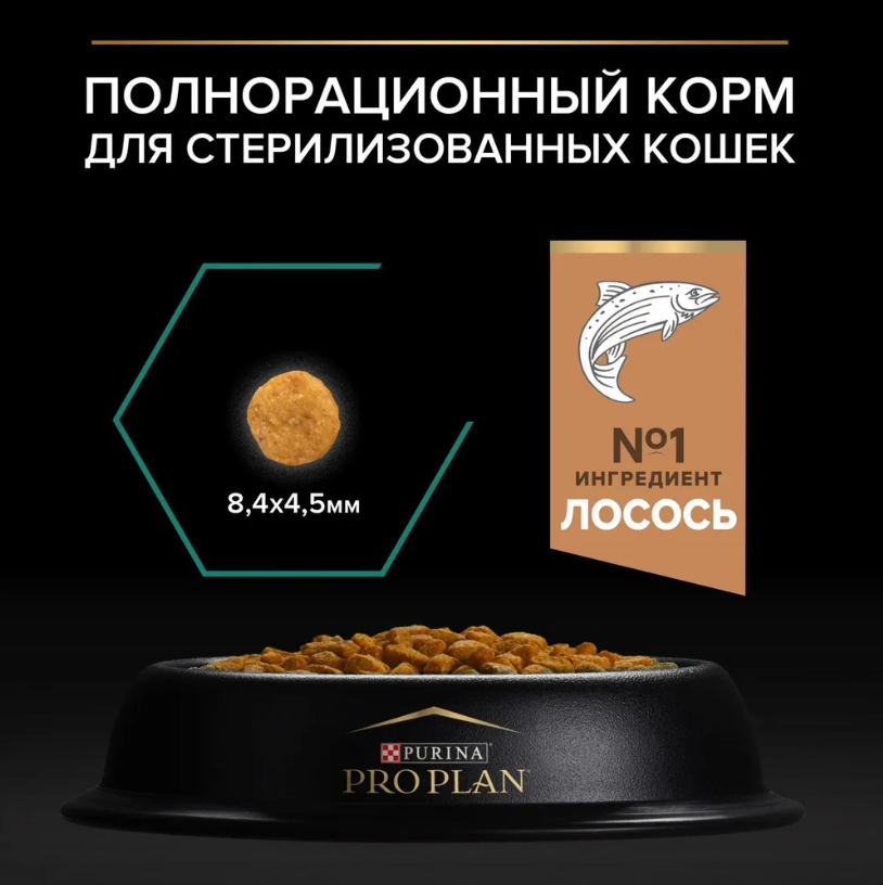Корм для кошек Purina Pro Plan Sterilised Salmon при стерилизации и кастрации с лососем