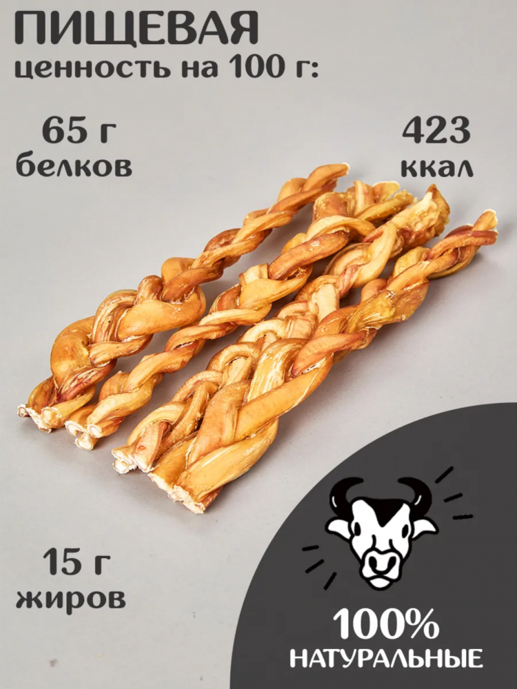 Лакомства Фор Родент Дог бычий корень КОСИЧКА 30 см 1000 г УПАКОВКА