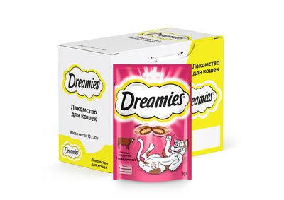 Лакомство для кошек Dreamies лакомые подушечки с говядиной 60 г