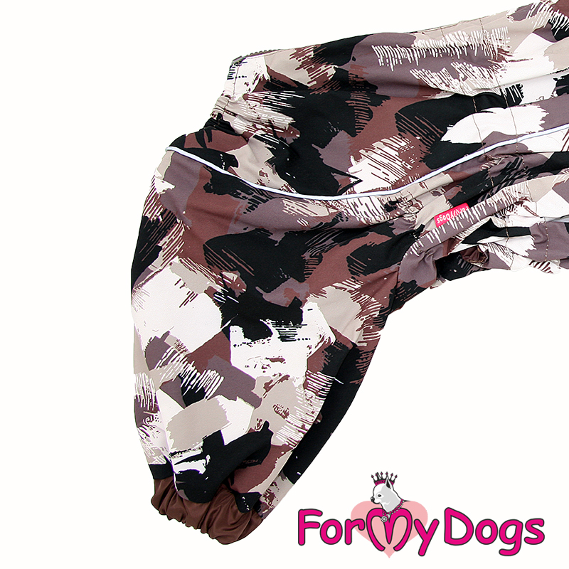 ForMyDogs Комбинезон ДОЖДЕВИК для собак Коричневый камуфляж для мальчиков С3 65*85 см