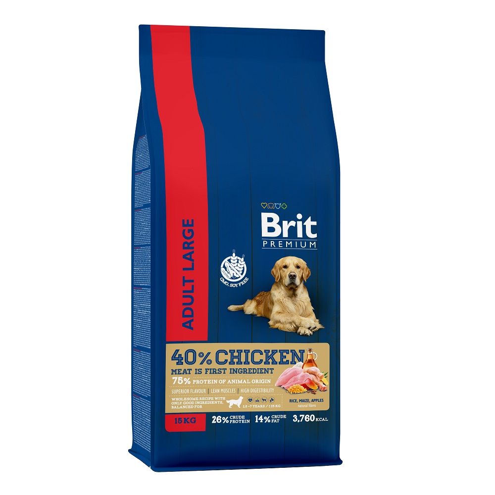 Корм Brit Premium Adult Large & Giant для собак крупных и гигантских пород, с курицей, 15 кг