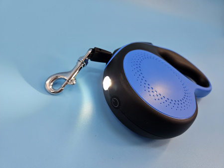 Рулетка-поводок со светодиодной подсветкой для собак «Чистый котик», 5 м/50 кг